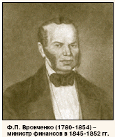 Ф.П.Вронченко (1780-1854) - министр финансов в 1845- 1852 гг.