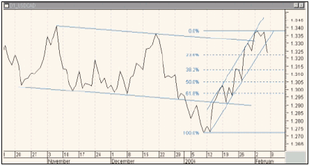 Рис. 6. Линии тренда на дневном графике USD/CAD.